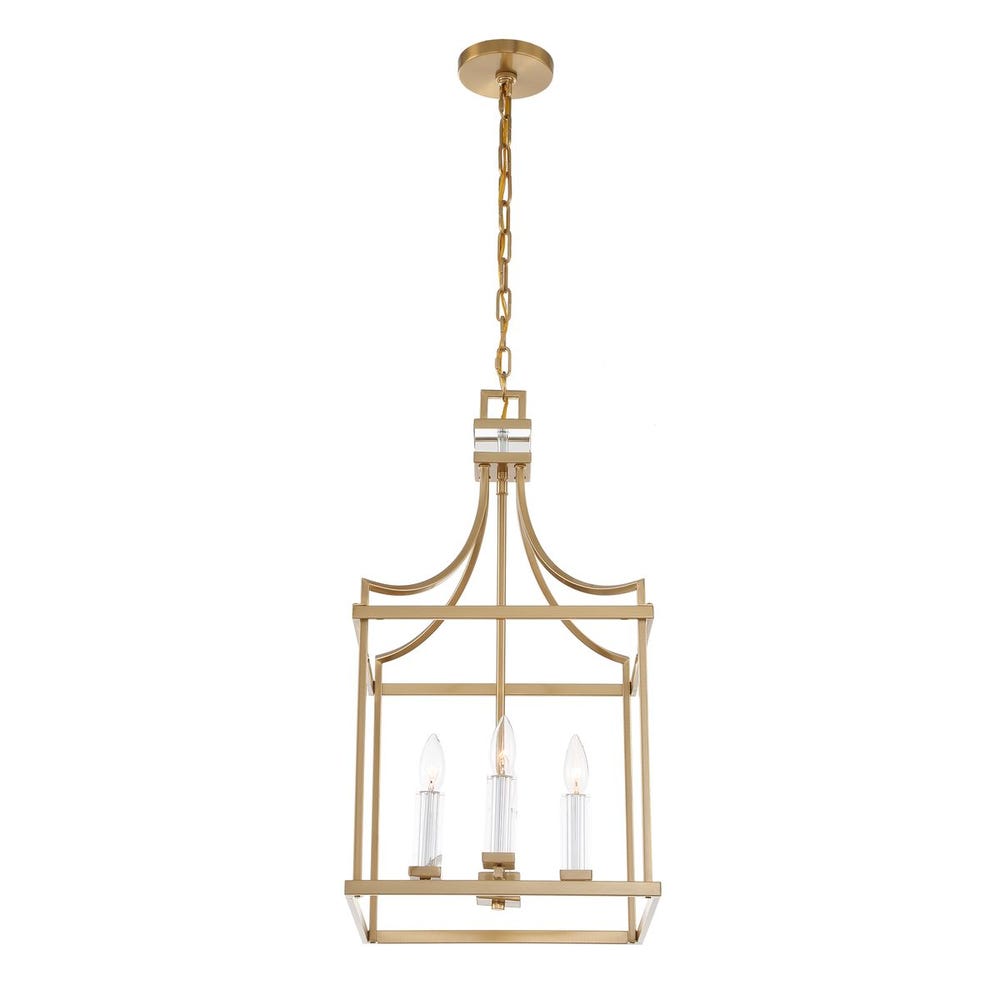 Montreal Four Light Brass Crystal Pendant