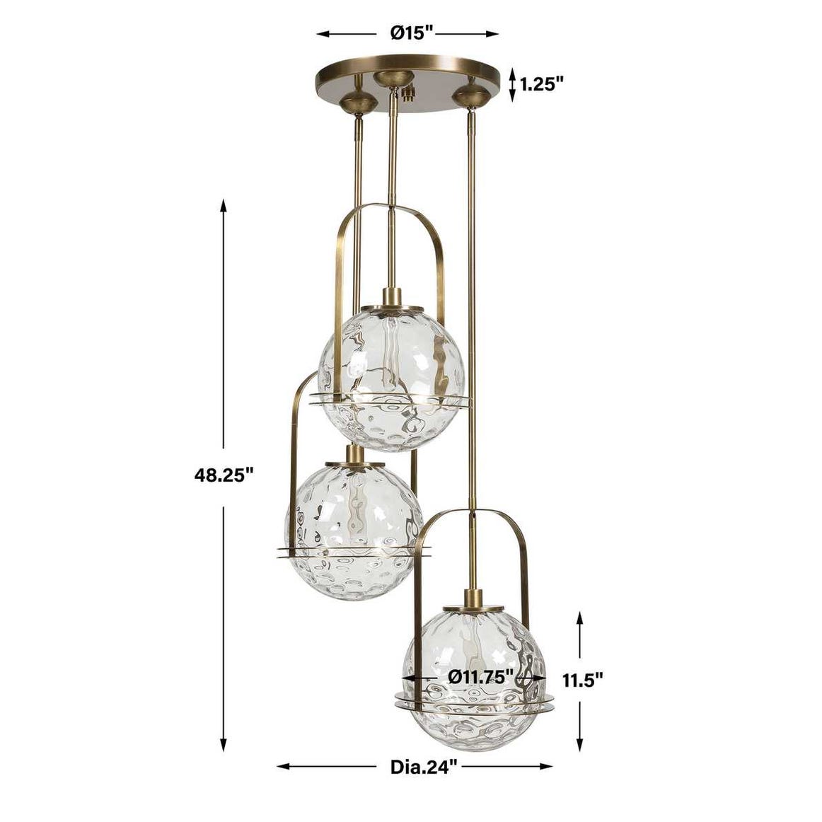 Mimas Three Light Clear Glass Cluster Pendant