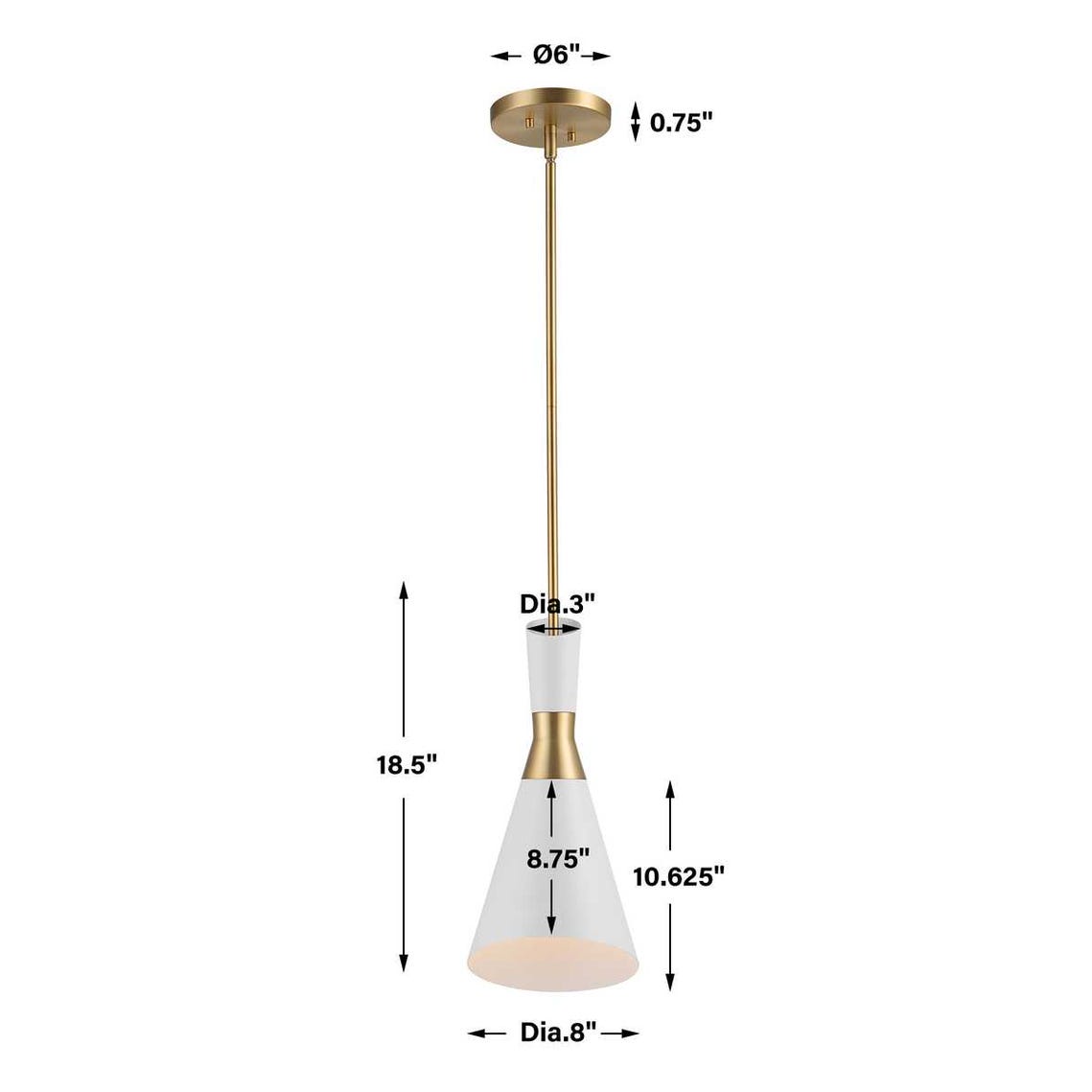Eames Mini Pendant White Antique Brass Light