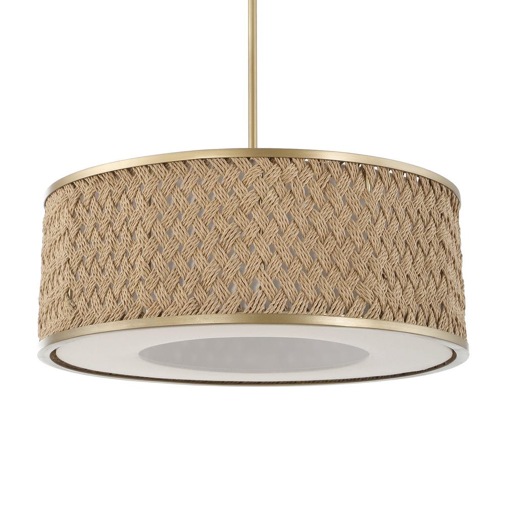Pinchot Rattan Four Light Pendant Gold Finish