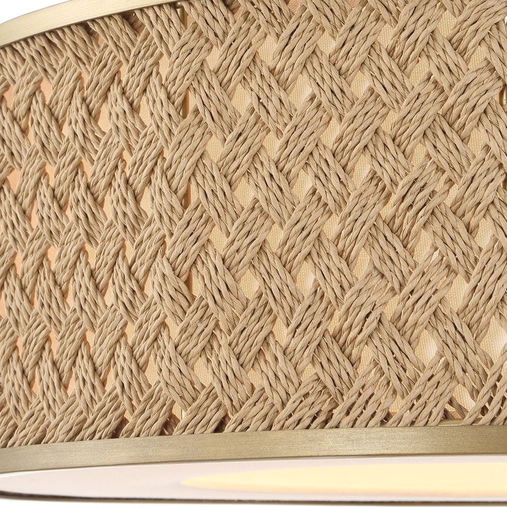 Pinchot Rattan Four Light Pendant Gold Finish