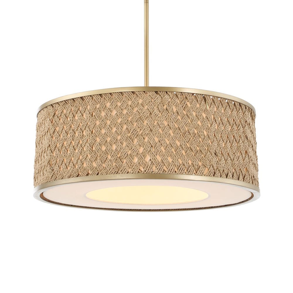 Pinchot Rattan Four Light Pendant Gold Finish
