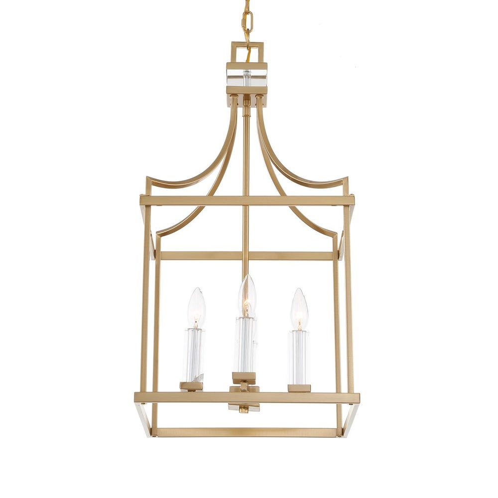Montreal Four Light Brass Crystal Pendant