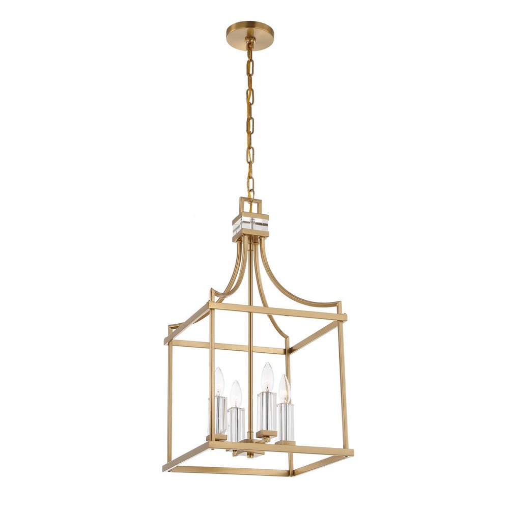 Montreal Four Light Brass Crystal Pendant