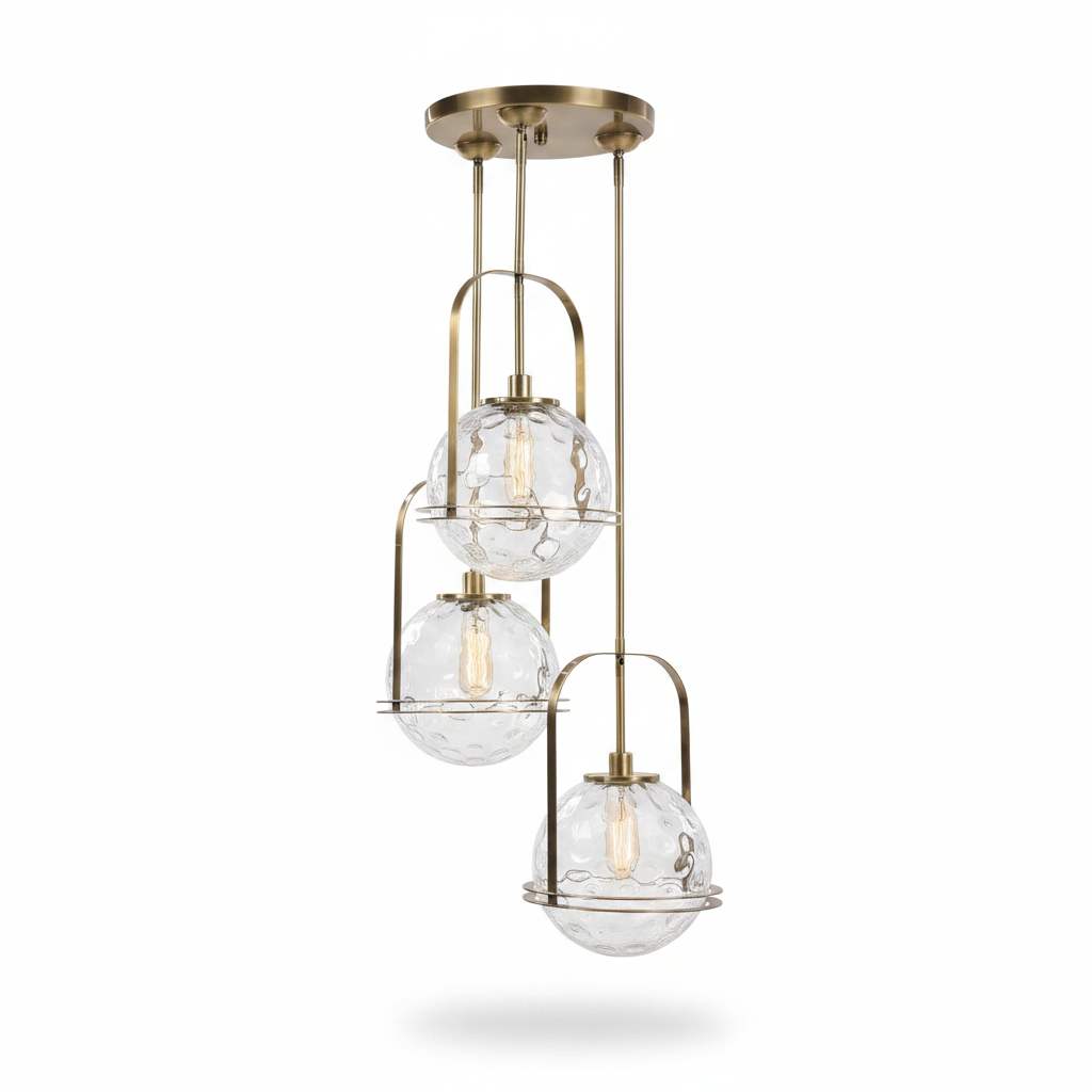 Mimas Three Light Clear Glass Cluster Pendant