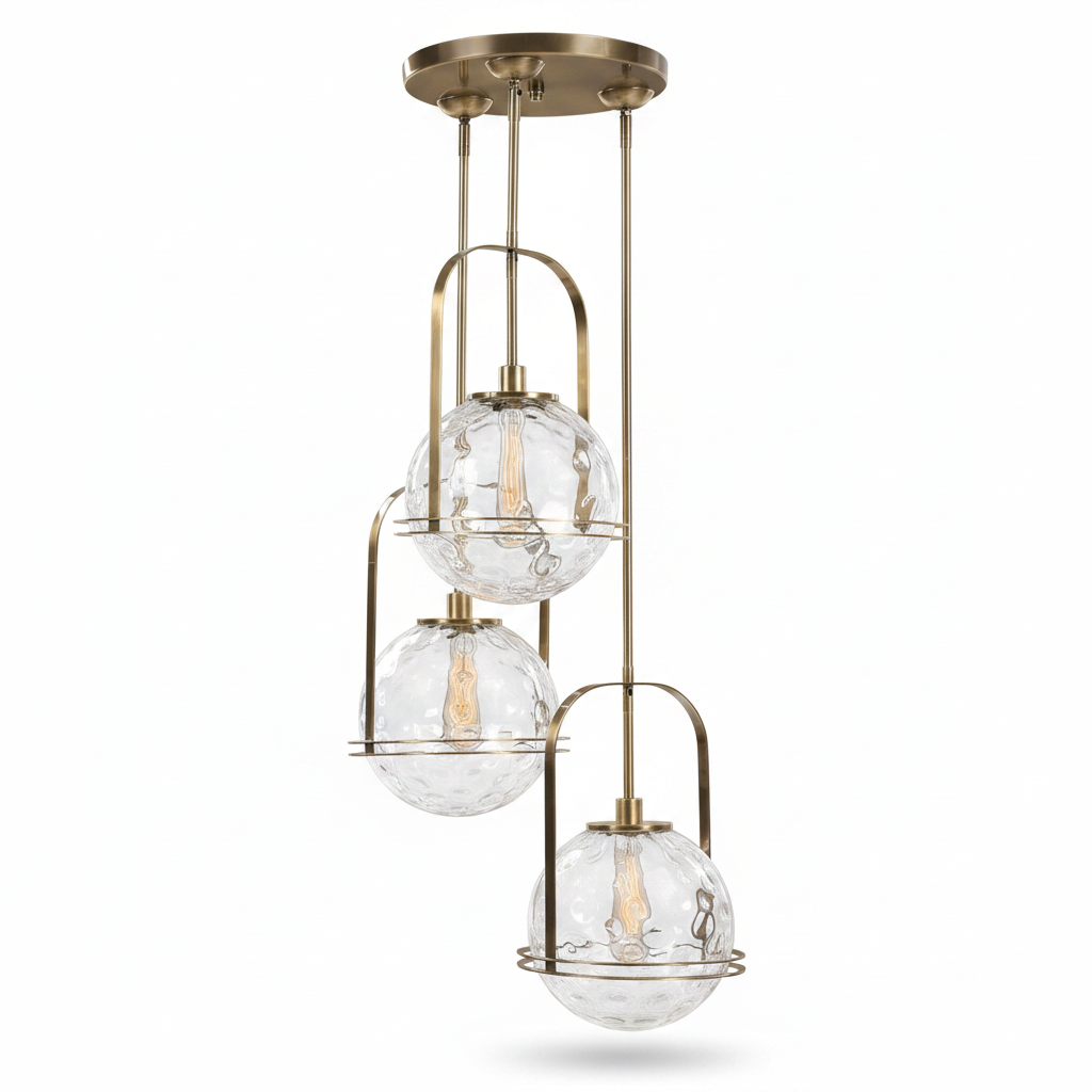 Mimas Three Light Clear Glass Cluster Pendant