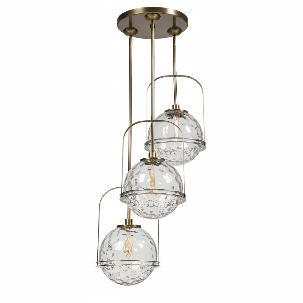 Mimas Three Light Clear Glass Cluster Pendant