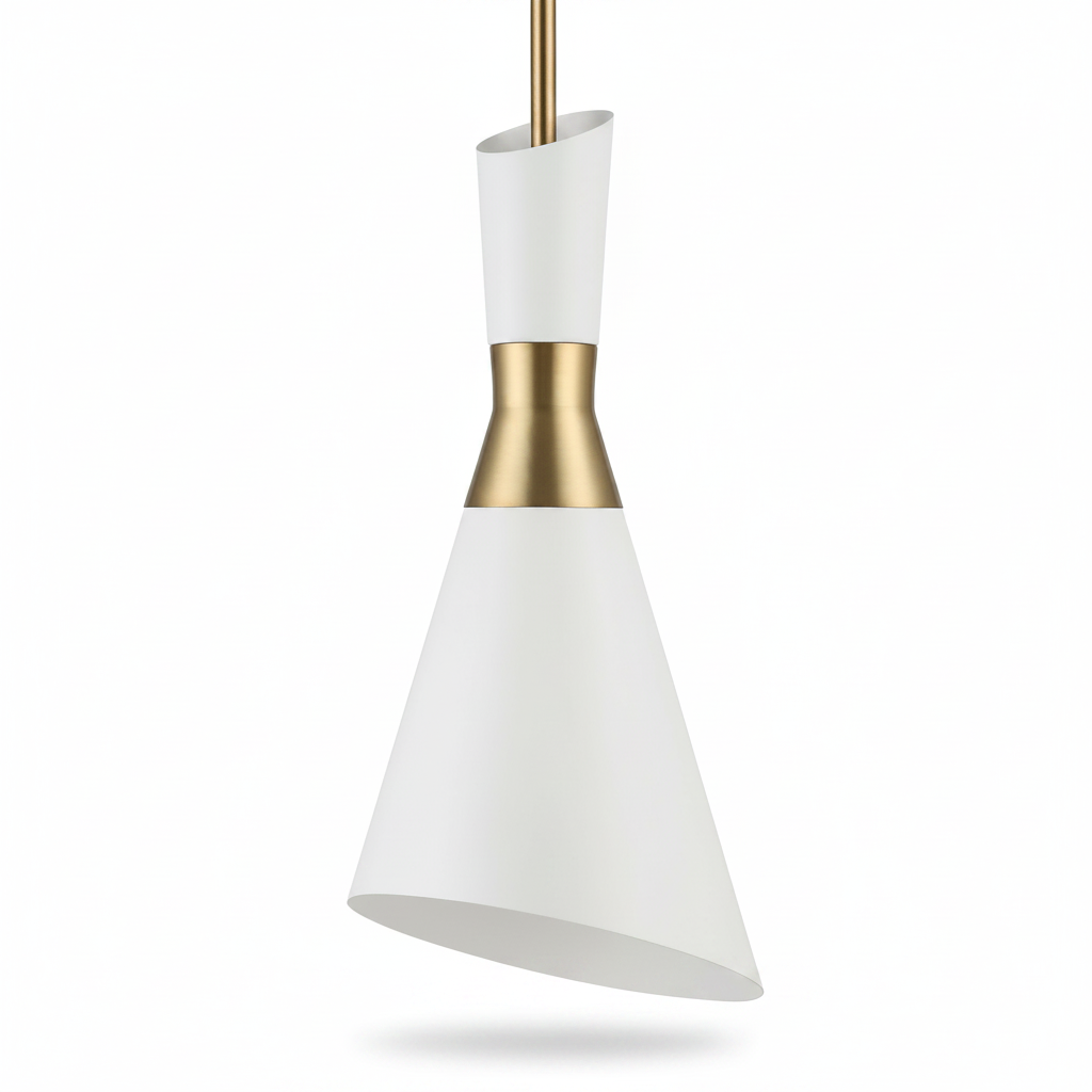 Eames Mini Pendant White Antique Brass Light