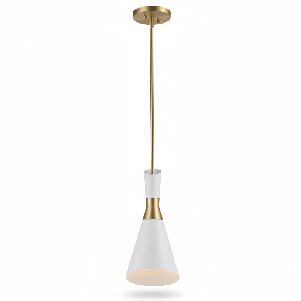 Eames Mini Pendant White Antique Brass Light